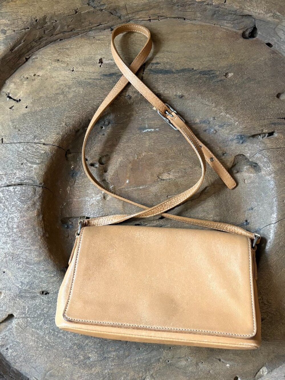 Vintage Coach Legacy West Demi Flap shoulder/crossbody bag tan leather READ